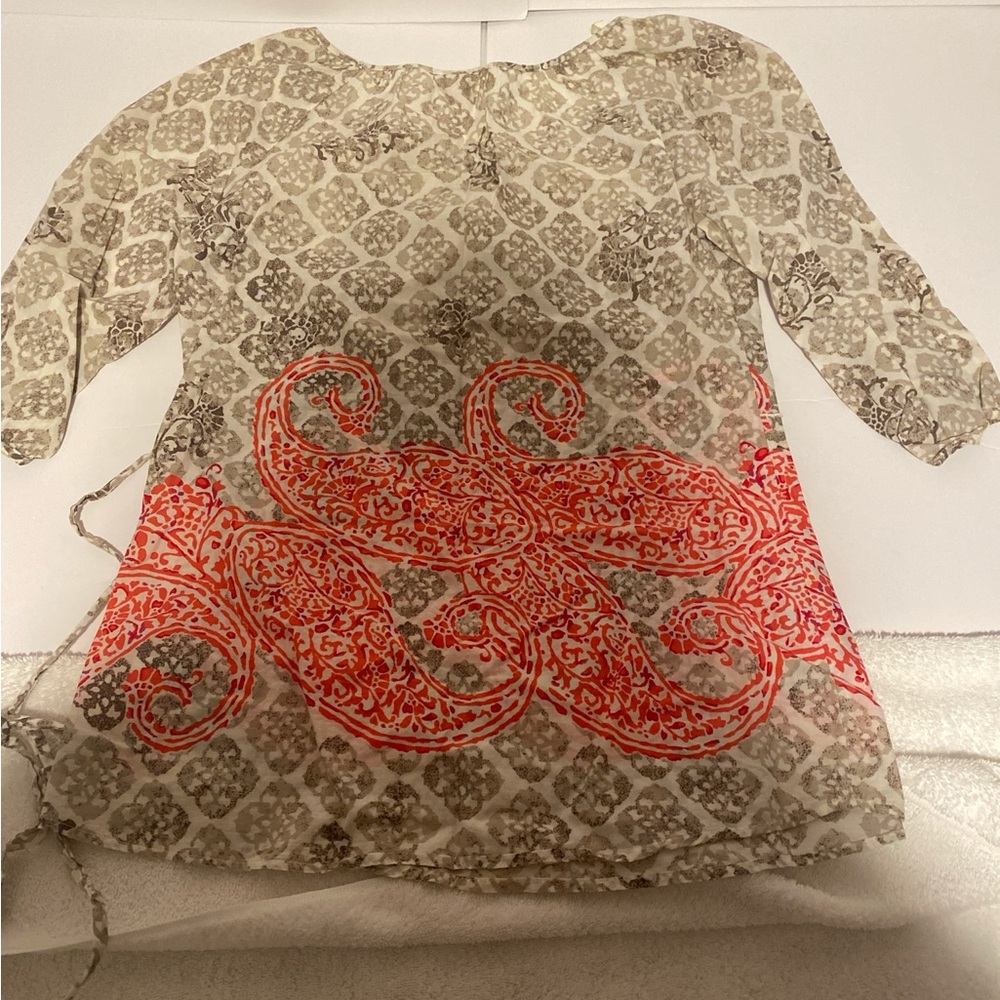 Merona Women's Top with Red and Gray Paisley Design